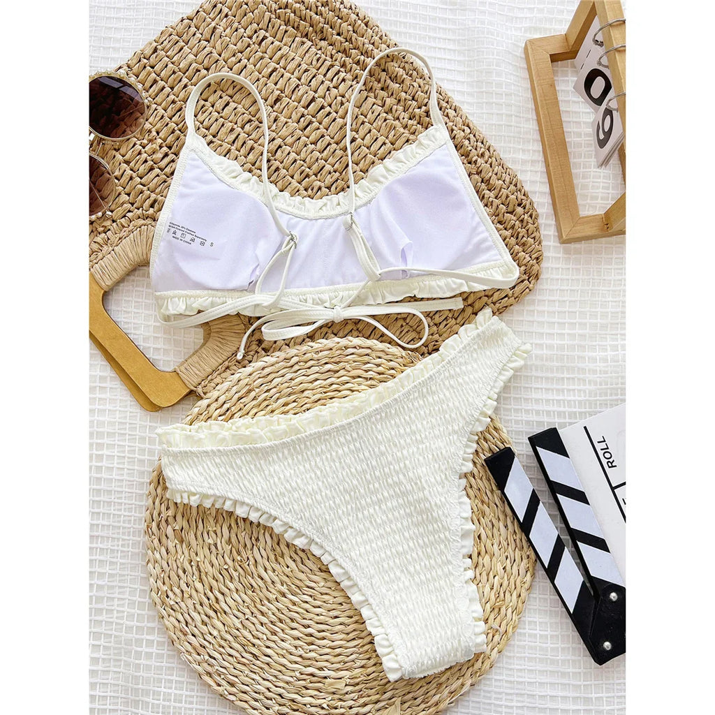 Frilled Ruffled Mid Waist Bikini