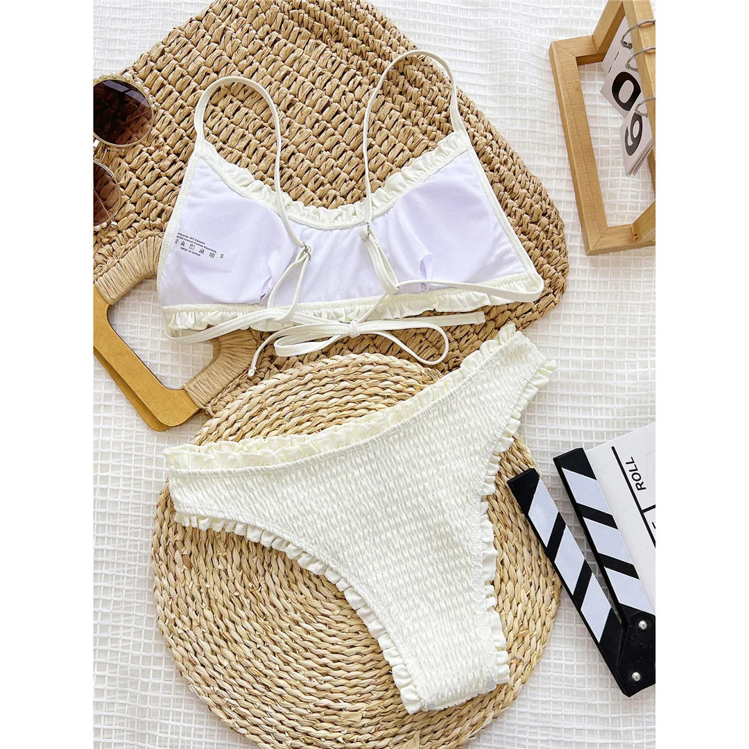 Frilled Ruffled Mid Waist Bikini
