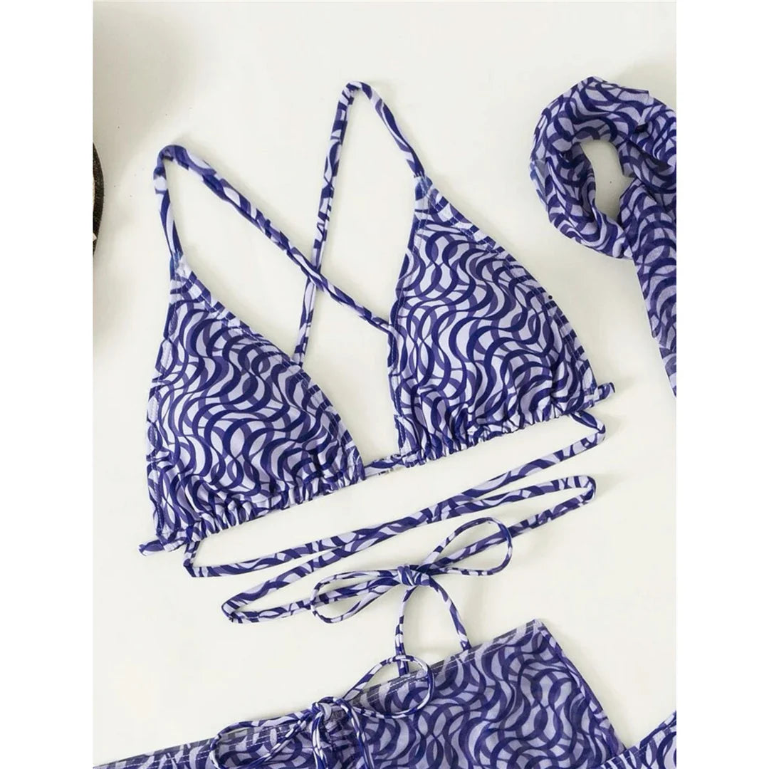 Wrap Around Bikini With Skirt and Hairband