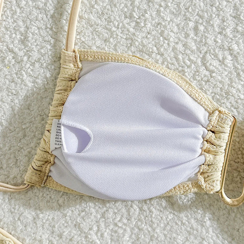 U Neck Crinkled Bikini Set
