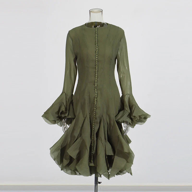 Women’s High Waist Ruffle Dress