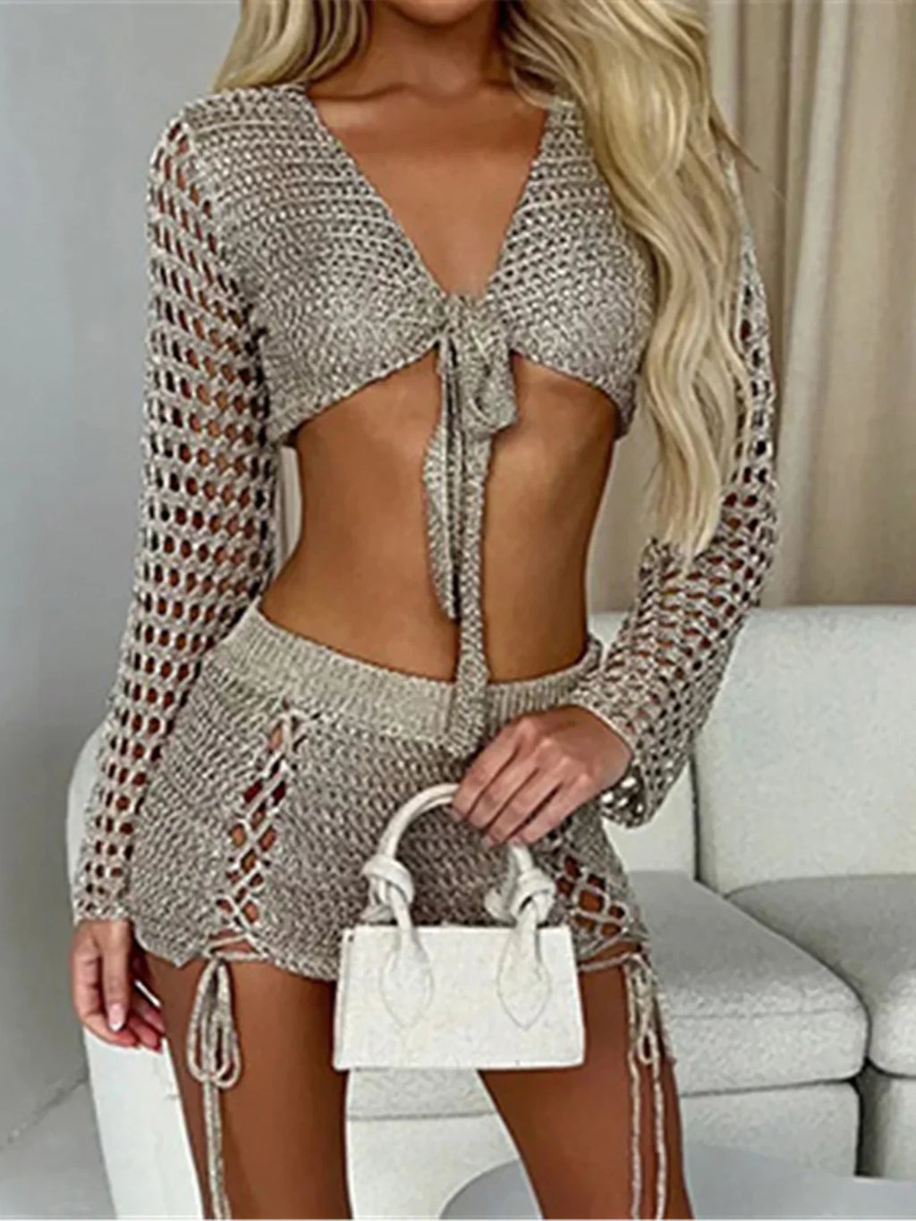 Crochet Tie-Up Crop Set