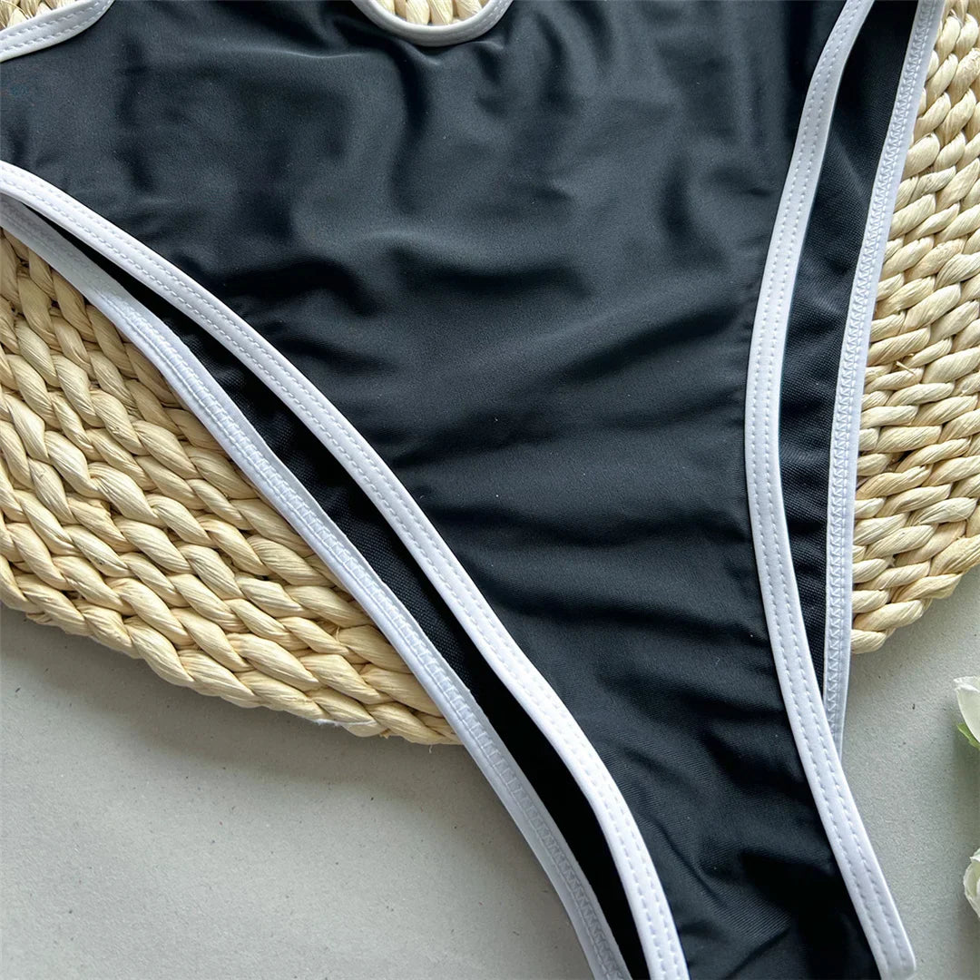 3D Flower Halter One Piece Swimsuit