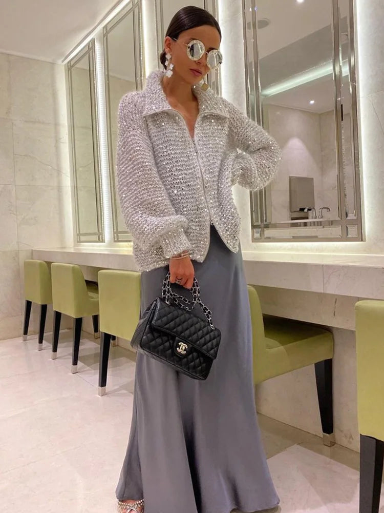 ELIKA CARDIGAN silver