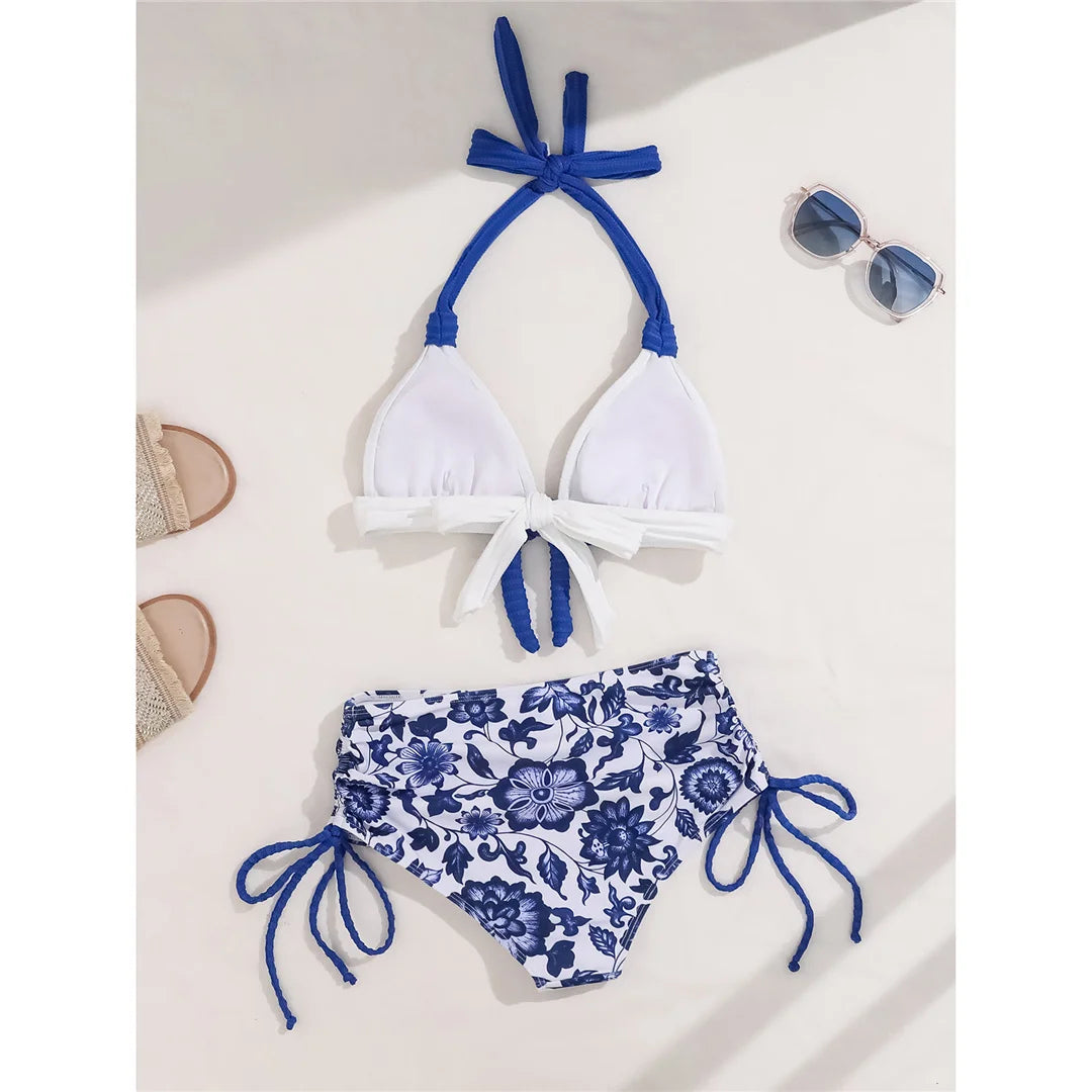 Floral Halter High Waist Bikini