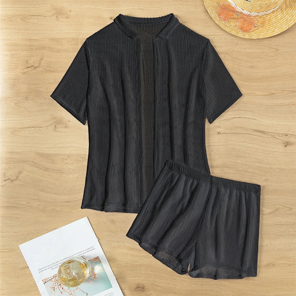 S-XL Short Sleeve Crochet Cover-Up