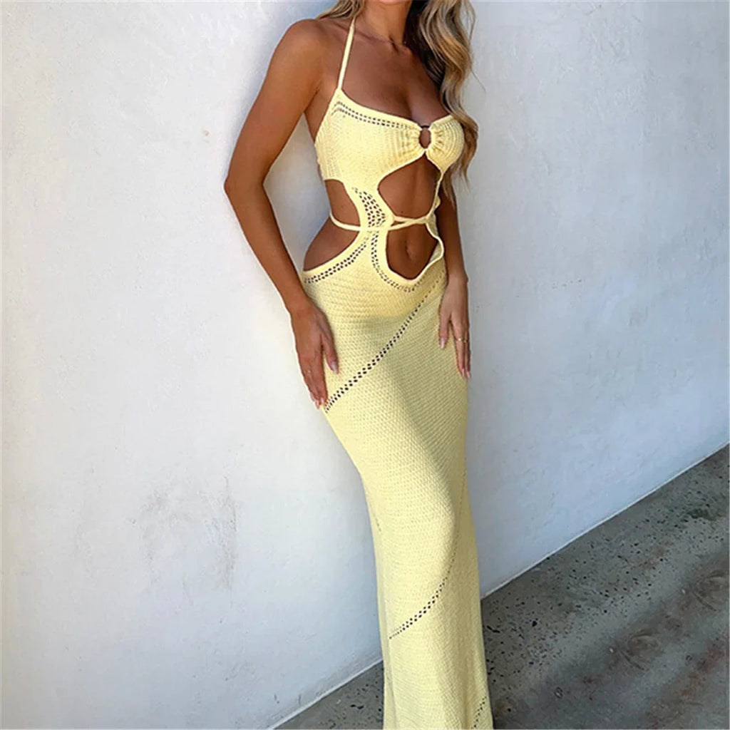 Halter Tummy Cut Out Crochet Tunic