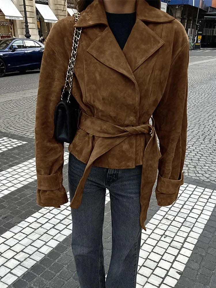 Retro braune Wildlederjacke
