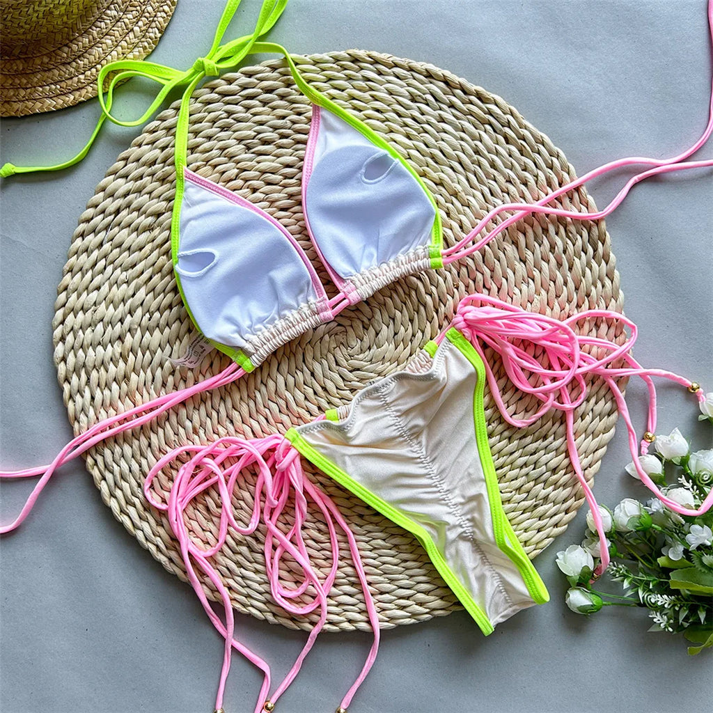 Splicing Halter Scrunch Bikini