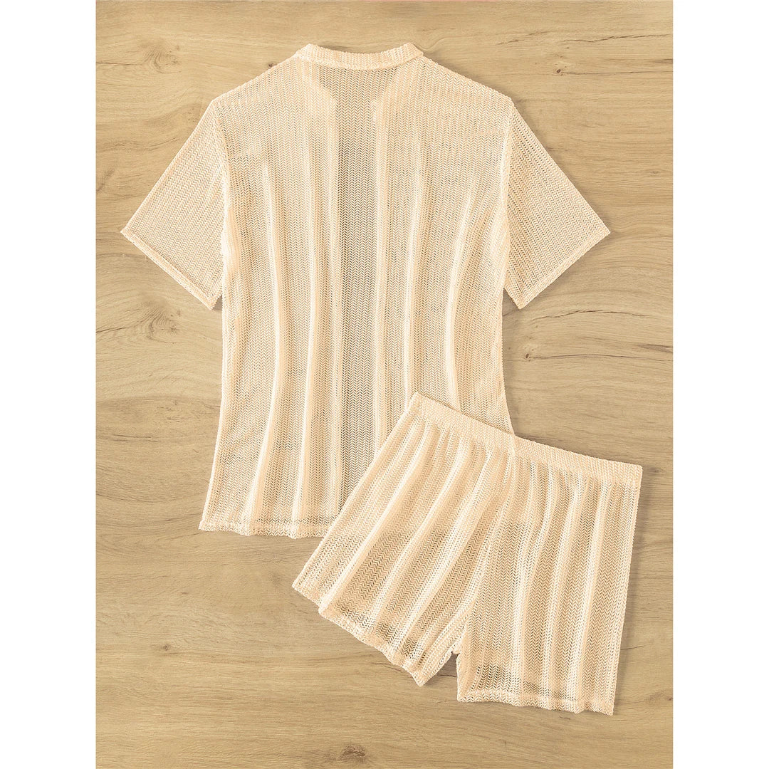 S-XL Short Sleeve Crochet Cover-Up