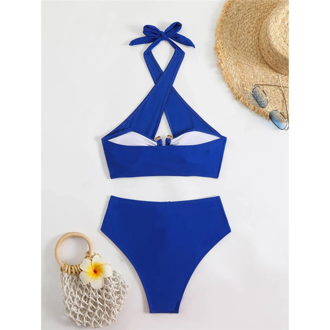Halter Cut-Out High Waist Bikini