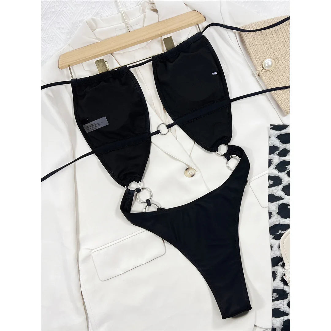 Metal Rings Cut Out Monokini