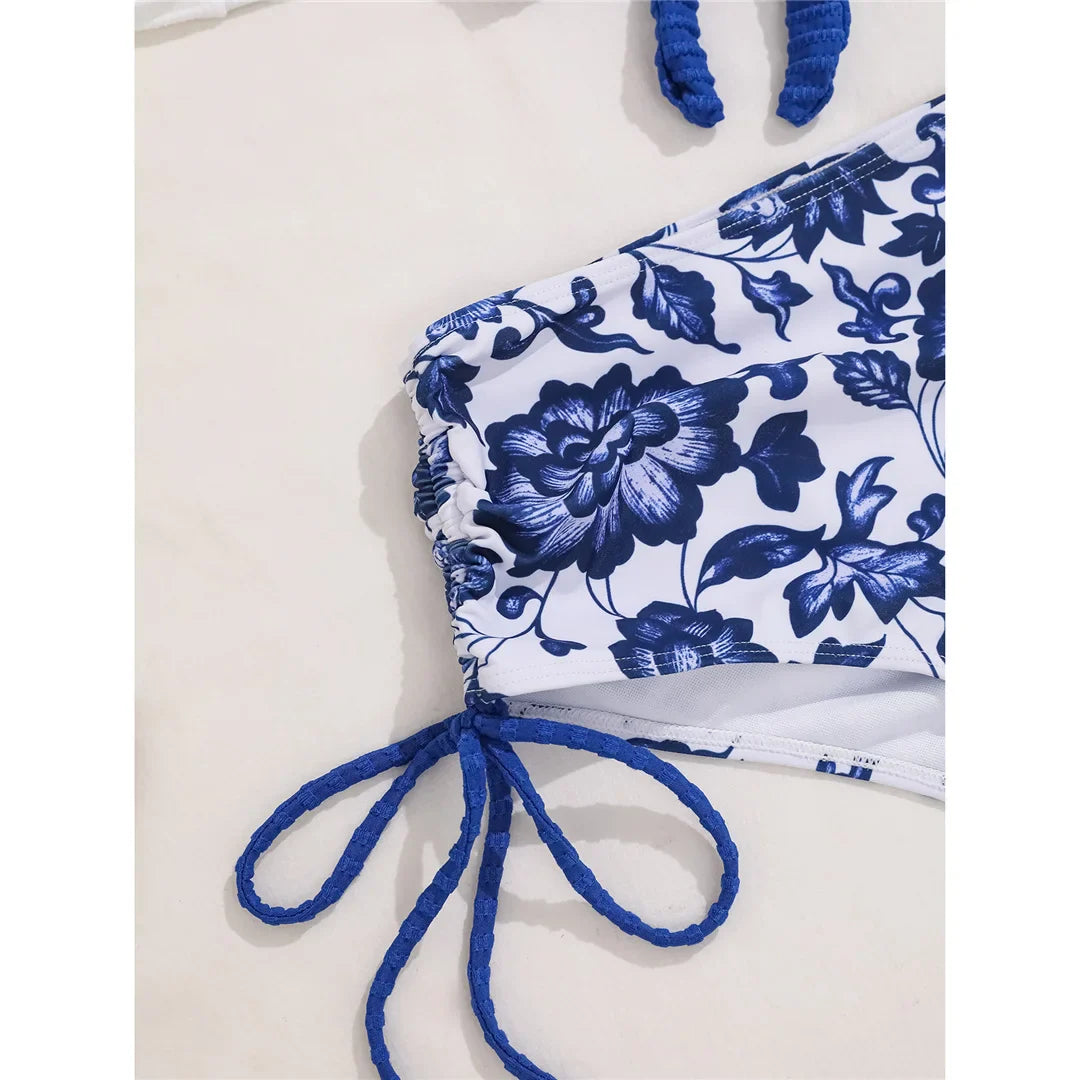 Floral Halter High Waist Bikini