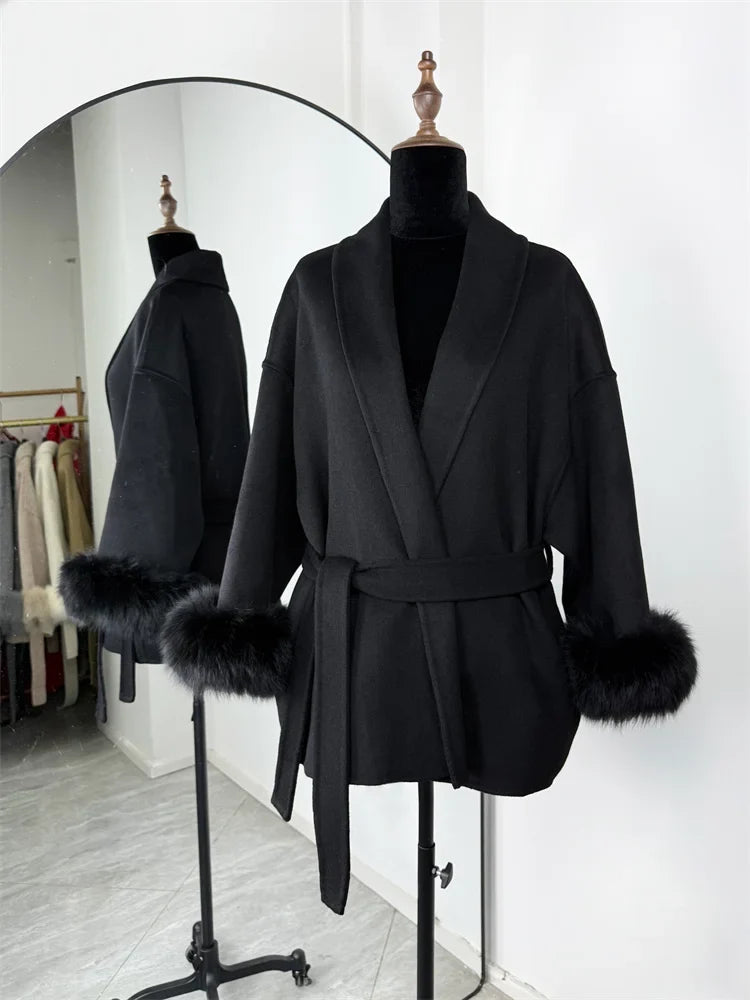 Aureline Fox Fur Wool Coat