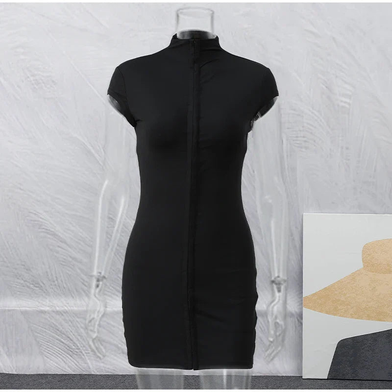 K-Pop Black Hollow Mini Dress