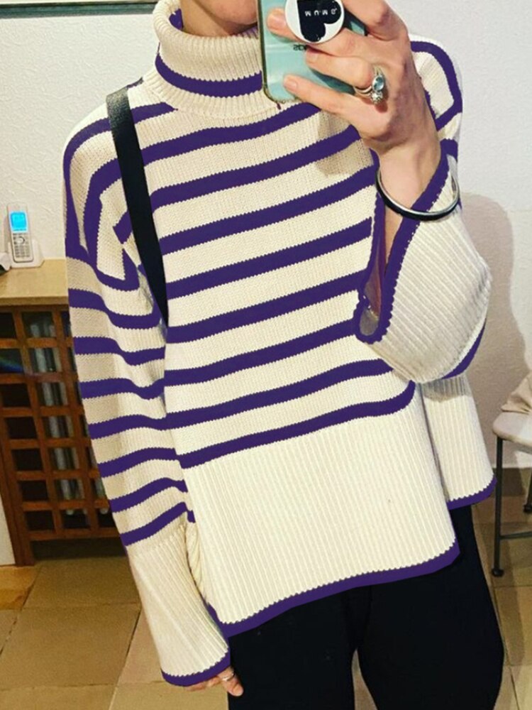 MARTA SWEATER Dark blue stripe