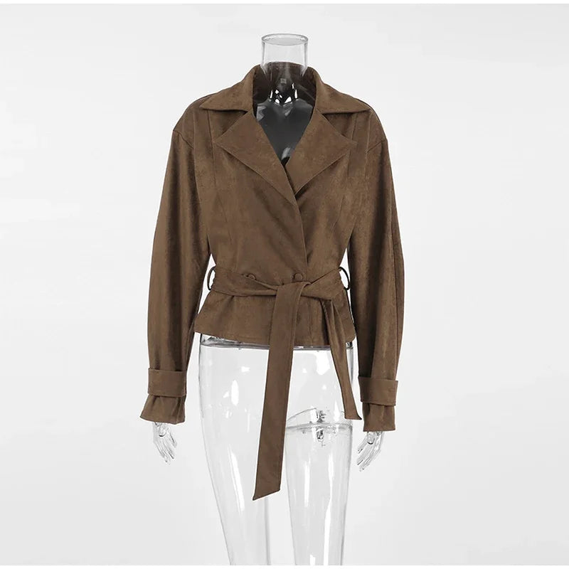 Retro braune Wildlederjacke