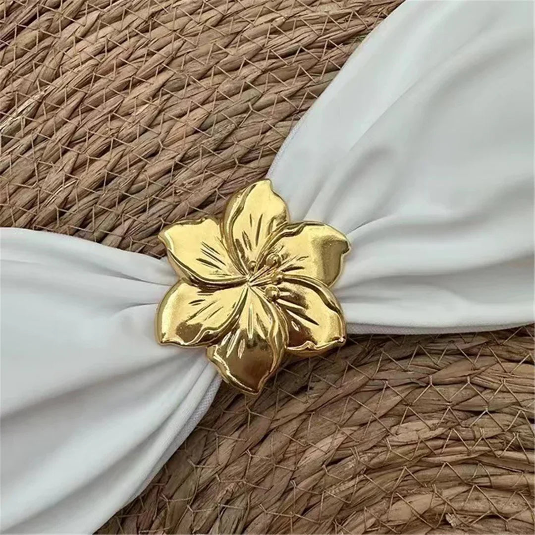 Gold Flower High Leg Bikini