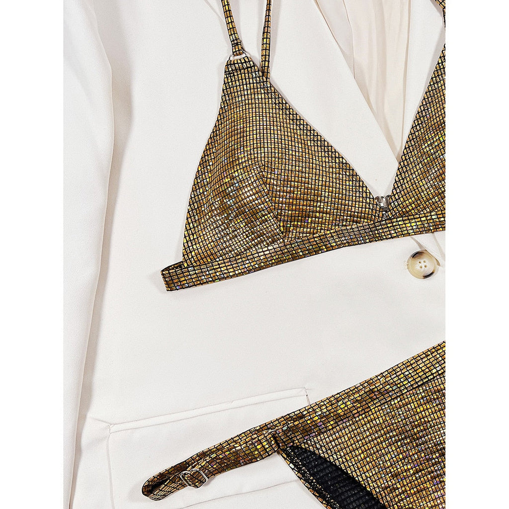 Gold Shiny High Cut Bikini