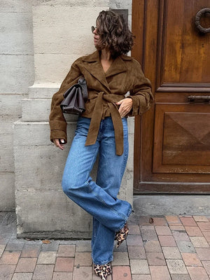 Retro braune Wildlederjacke