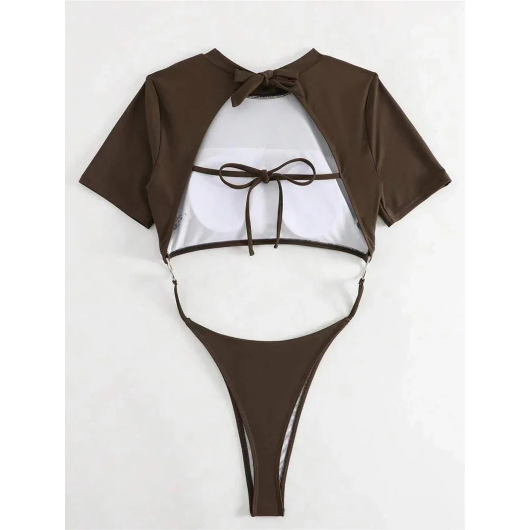 Short Sleeve Thong One Piece