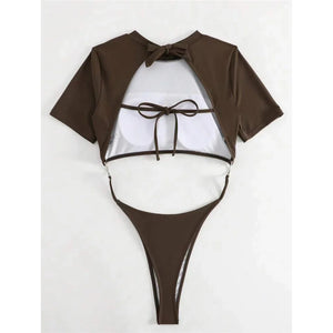 Short Sleeve Thong One Piece