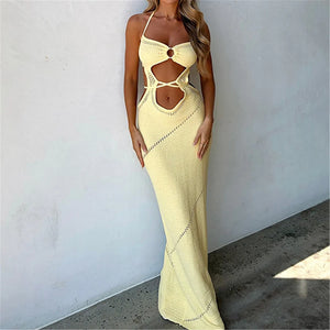 Halter Tummy Cut Out Crochet Tunic