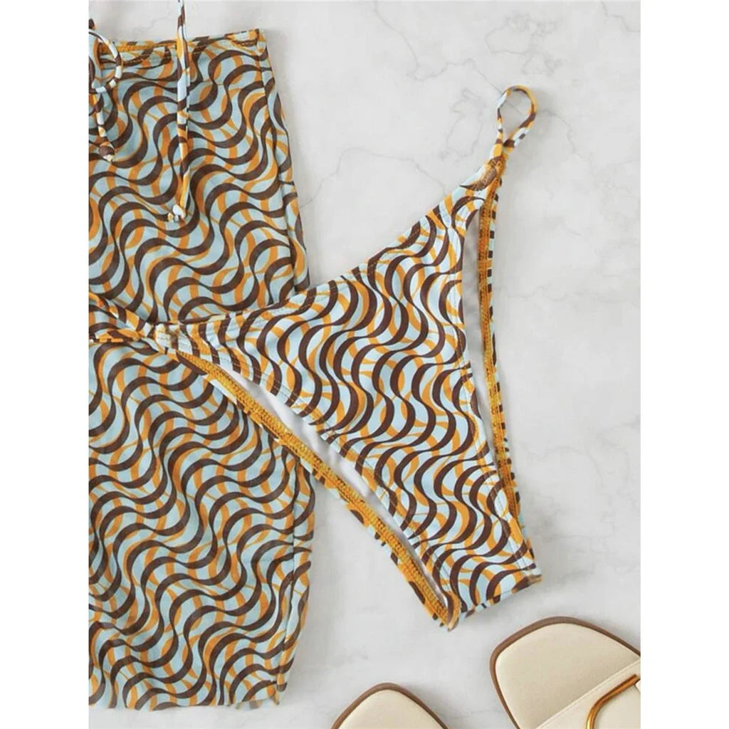 Wrap Around Bikini With Skirt and Hairband