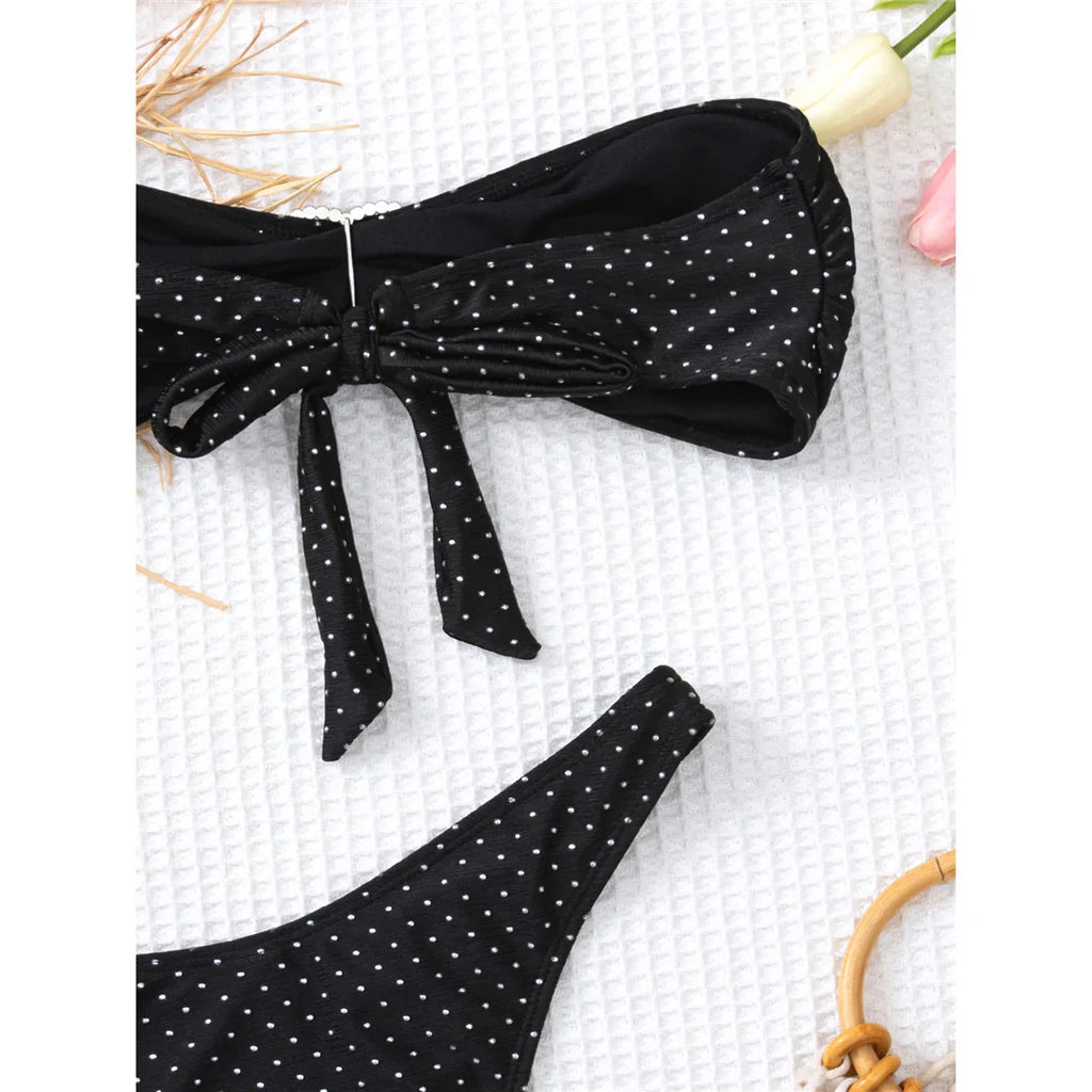 Polka Dots Bandeau Bikini Set