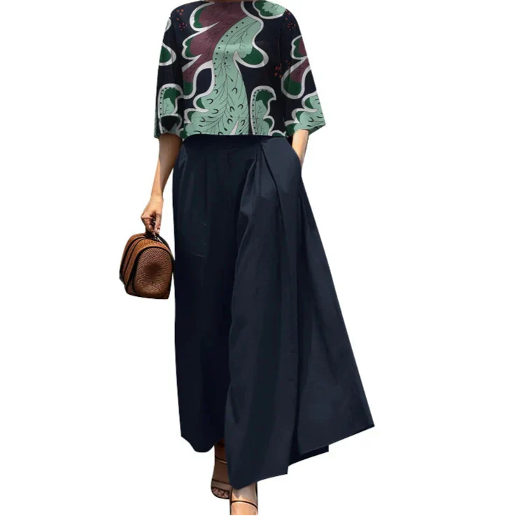 NADIA 2 PIECES SET Dark Blue (Paisley)