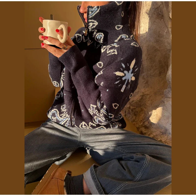 Women’s Jacquard Zip Cardigan