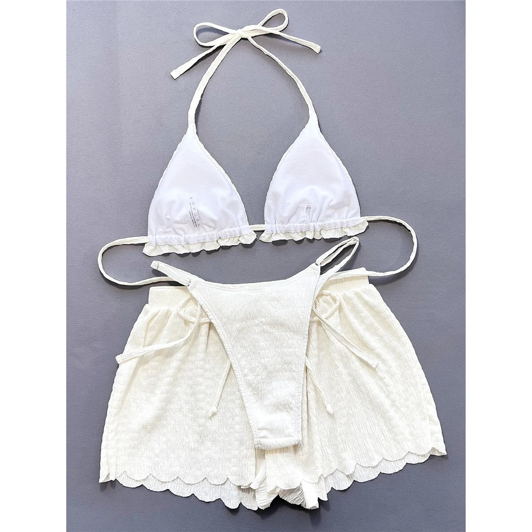Ruffled Halter Bikini Set