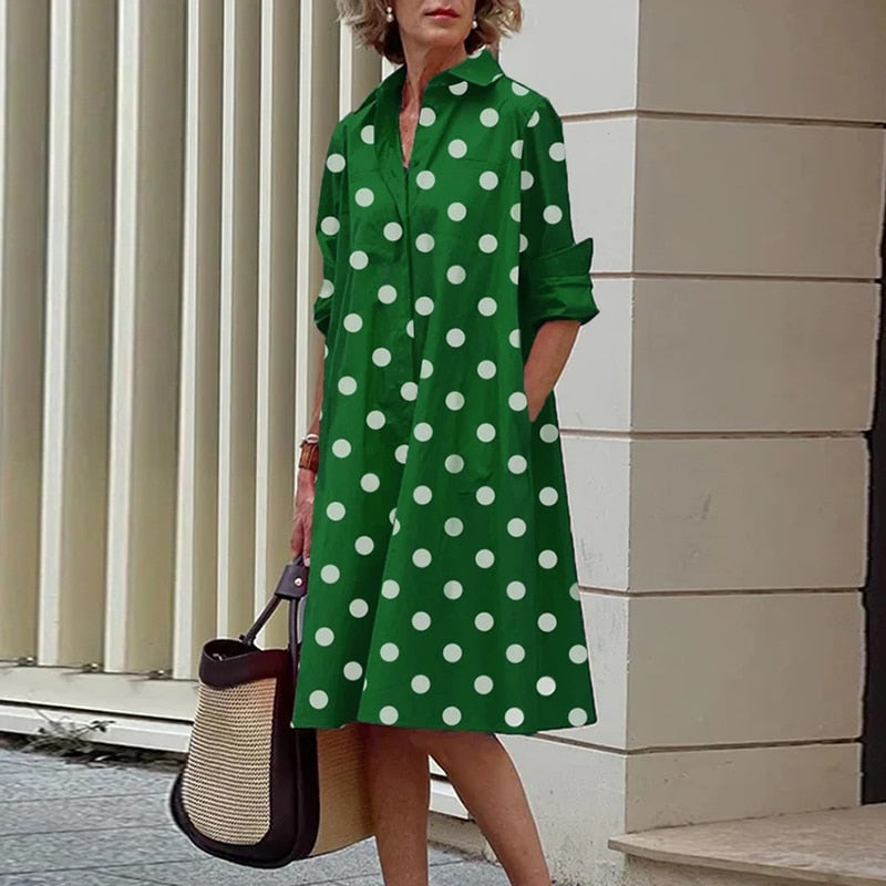 Maggie Dress Dots Green