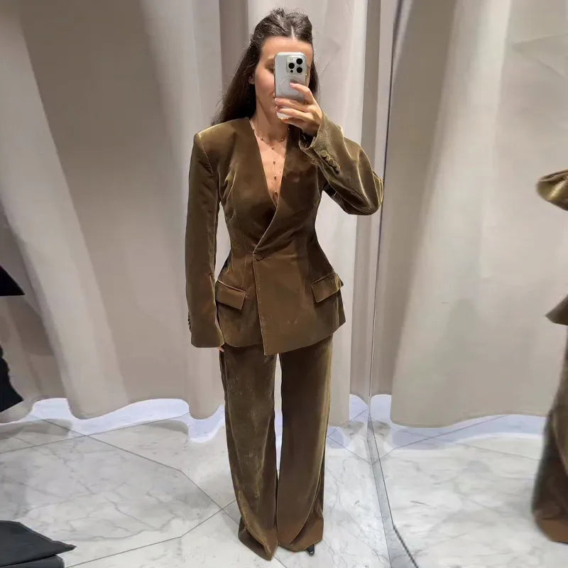 Women’s Velvet Blazer Suit Set
