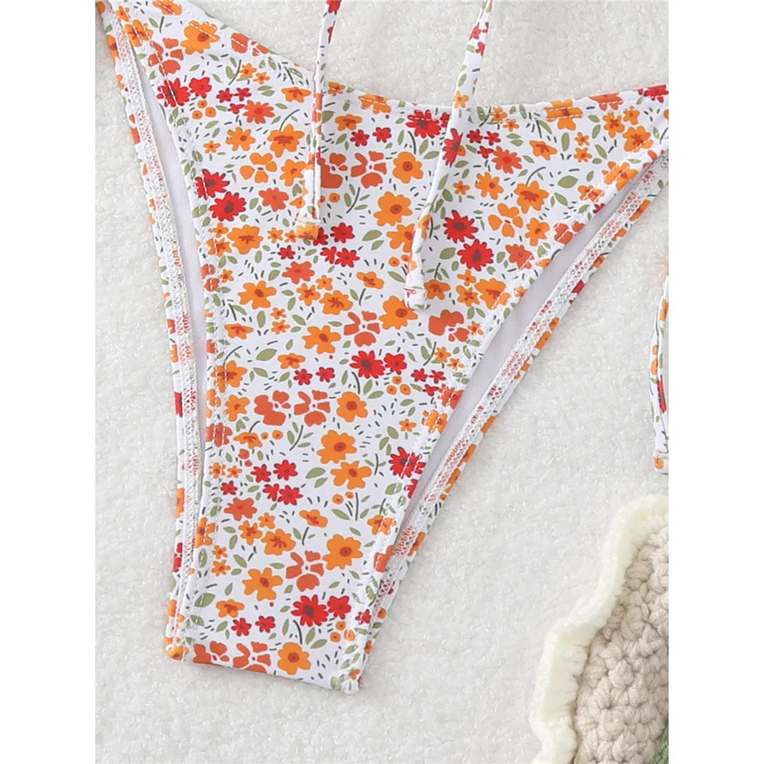 Floral Printed High Leg Bikini
