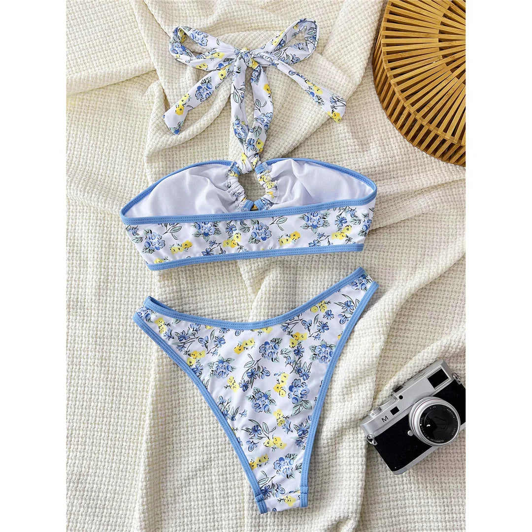 Floral Printed Brazilian Bikini Set