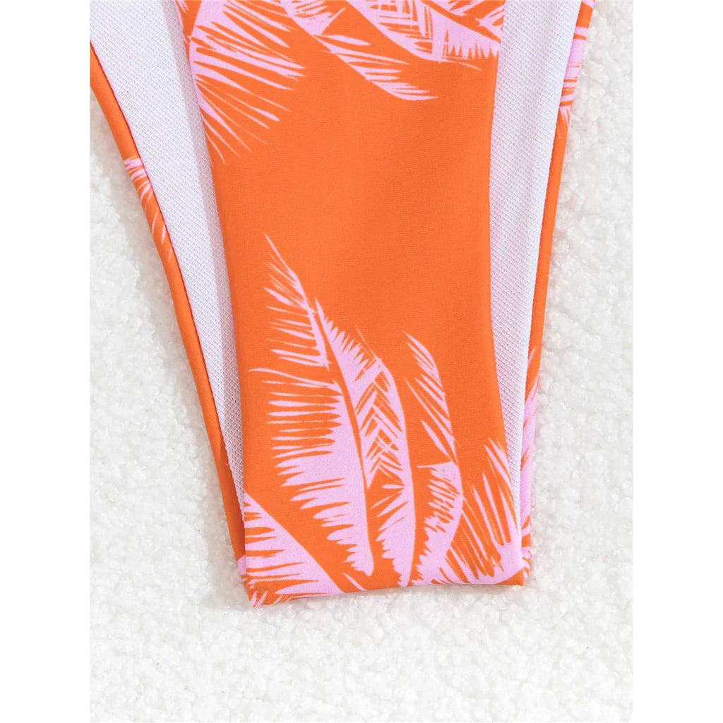 Printed High Leg Padded Bikini