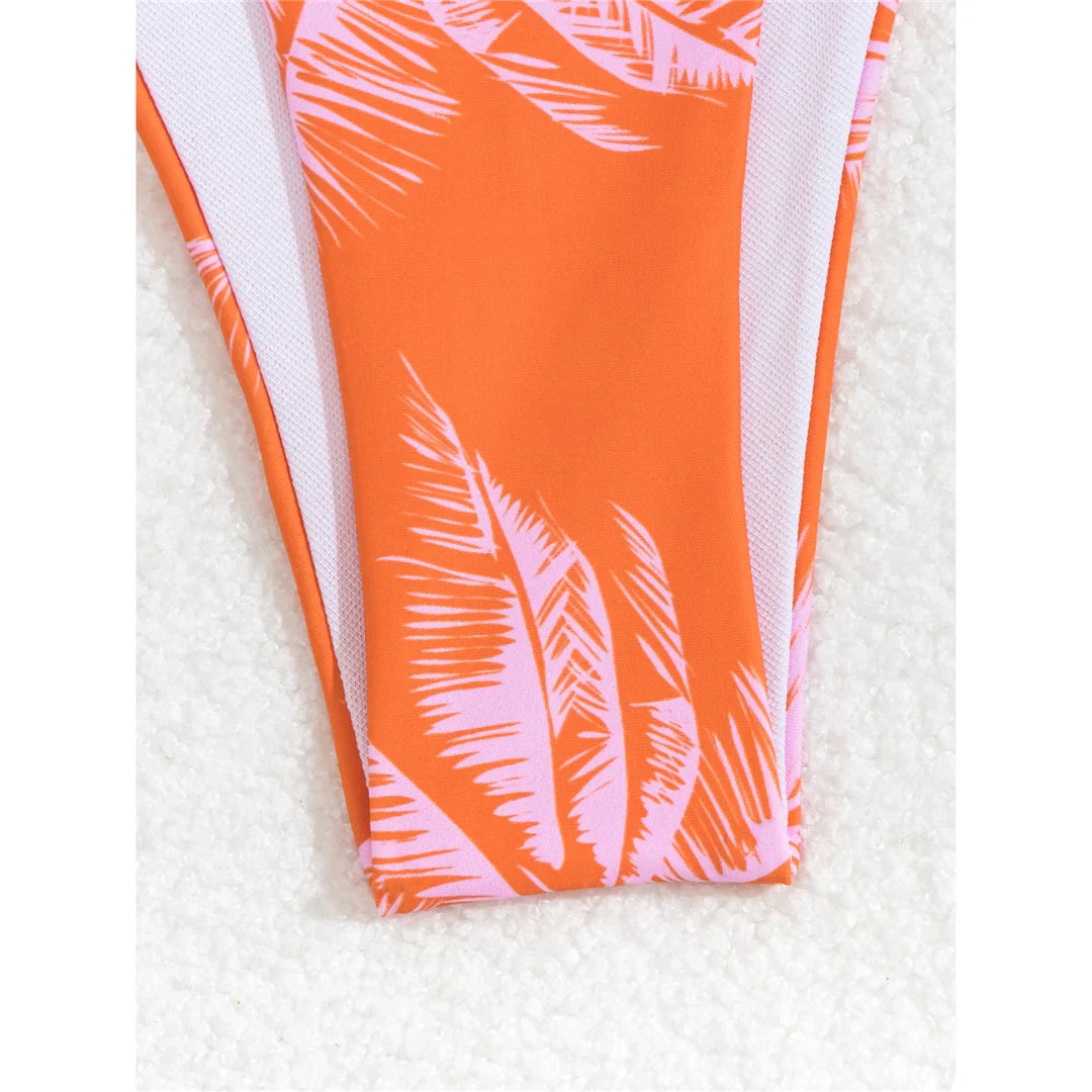 Printed High Leg Padded Bikini
