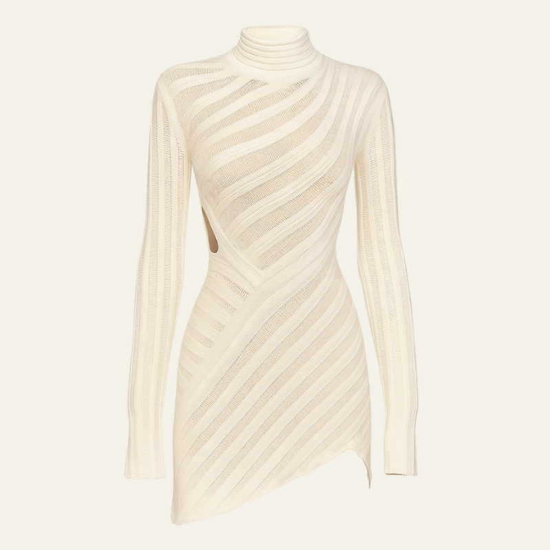 The Cassandra White Knit Mini Dress