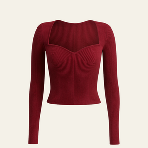 The Foglia Garnet Crop Knit Sweater Bordeaux Red