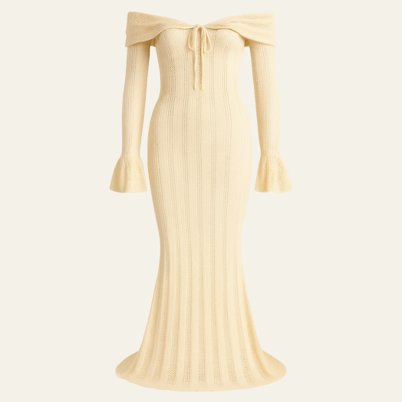 The Katherina Off-Shoulder Knit Maxi Dress