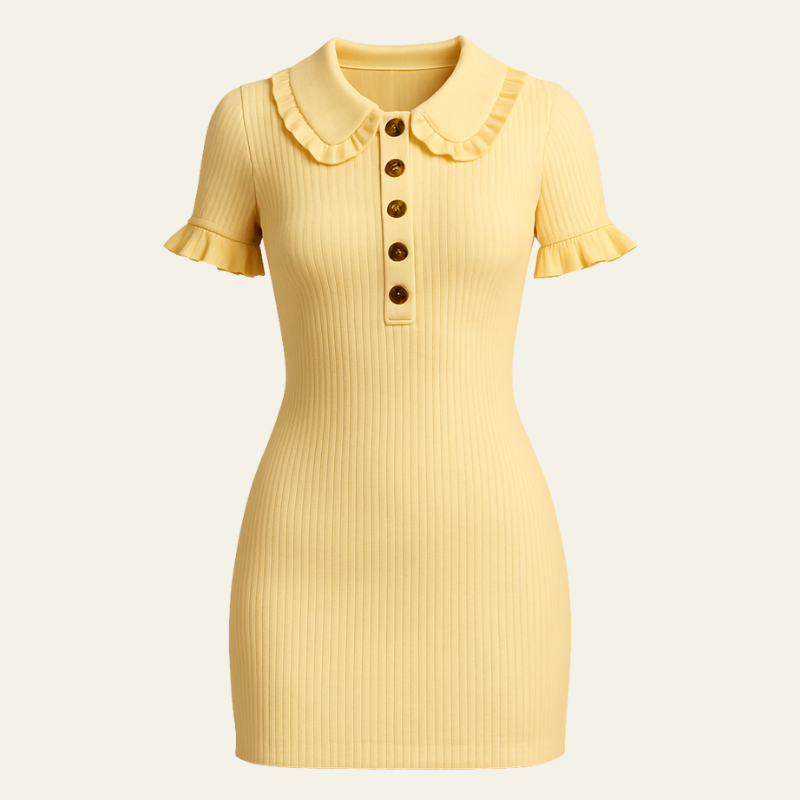 The Perla del Sud Yellow Knit Mini Dress