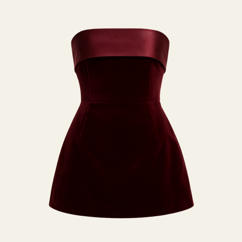 The Portofino Velvet Structured Mini Strapless Dress