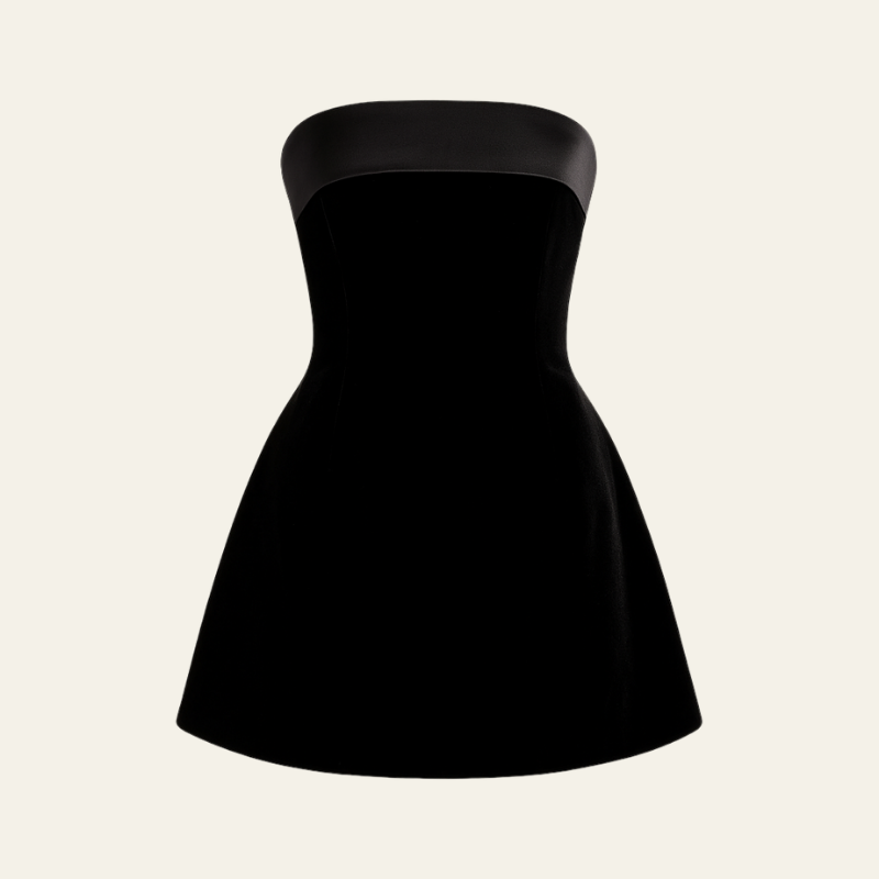 The Portofino Velvet Structured Mini Strapless Dress