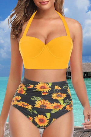 On-trend Flower Printed Bikini Swimsuit (5 Colors) Yellow