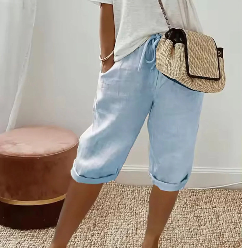 The Capri Drawstring Eco-Linen Cropped Trousers