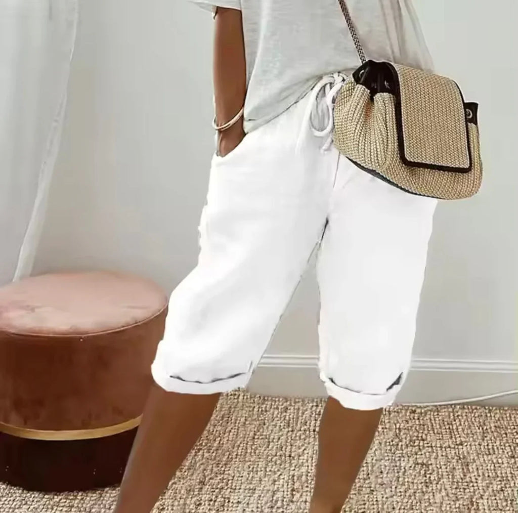 The Capri Drawstring Eco-Linen Cropped Trousers