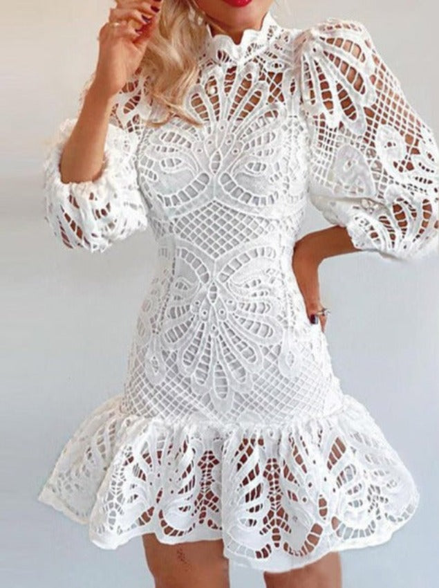 ANNERIE LACE DRESS white