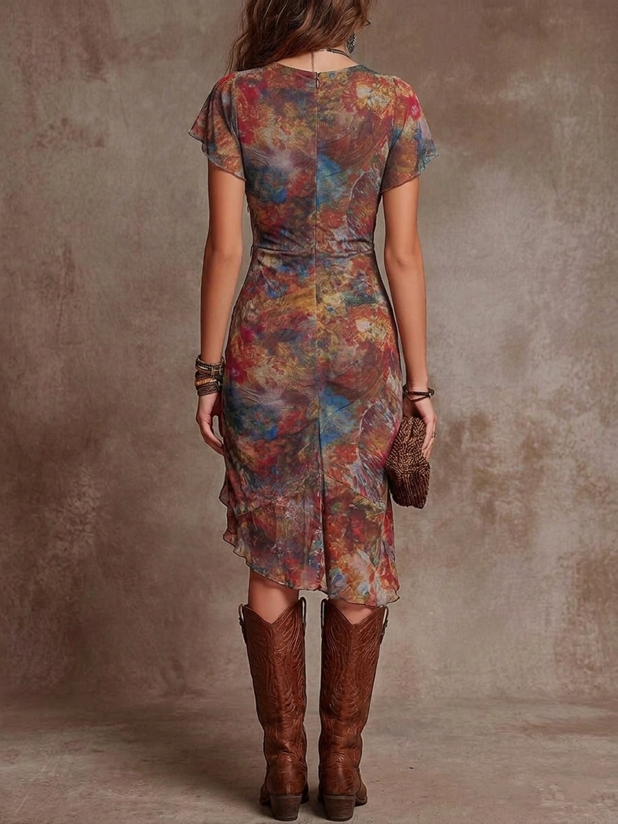 Elara™ Boho Wrap Dress – Sculpted Fit & Effortless Elegance