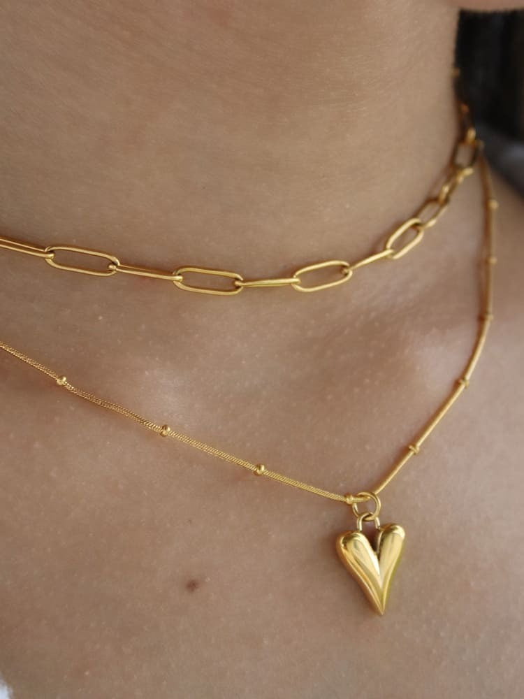 Irregular Chain Industrial Chic Heart Necklace Gold one size